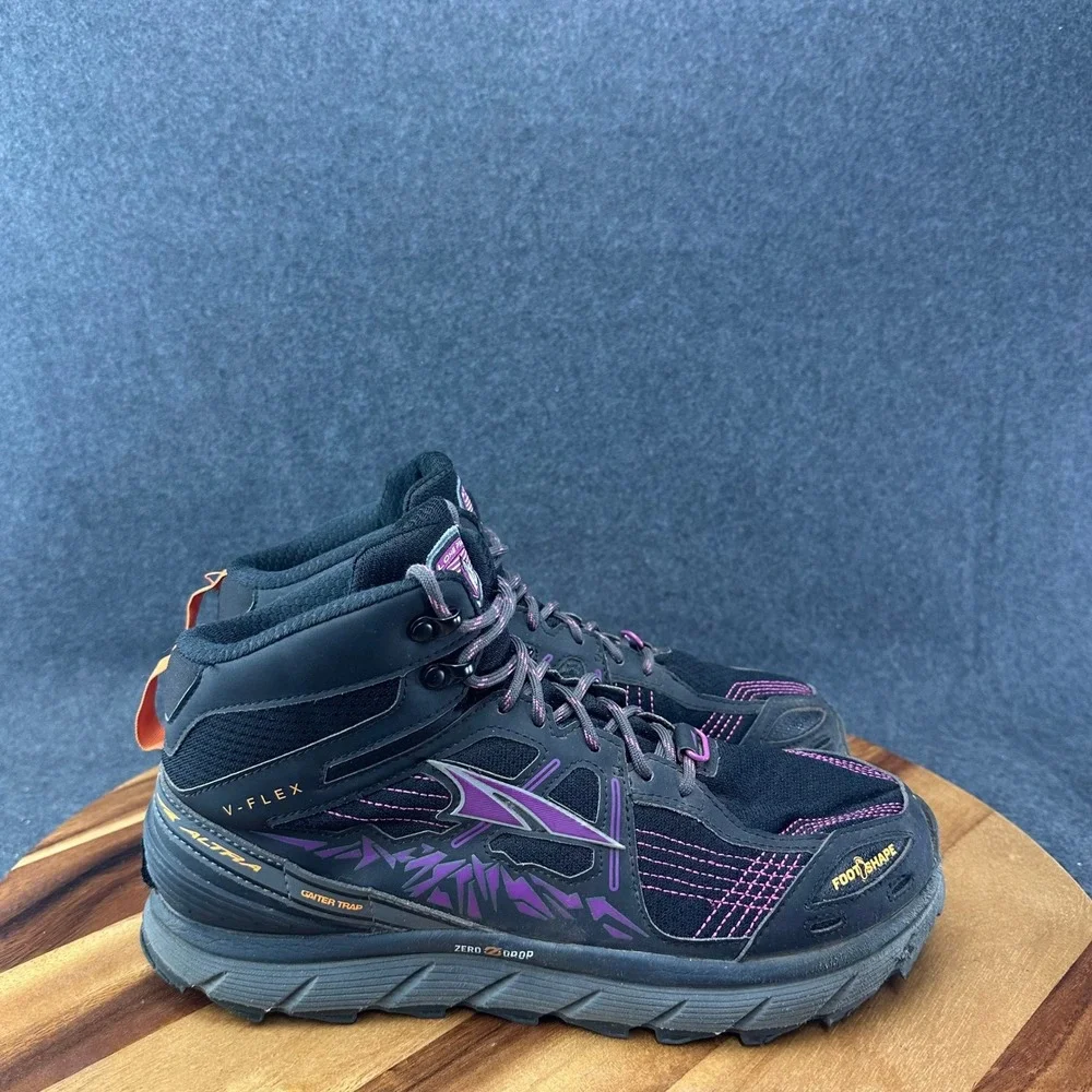 Altra Lone Peak V-Flex AFW1755H-1 Mid Black Purple Hiking Shoes Women's Sz 10.5